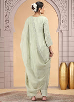 Thumbnail for Chhap Light Green Colour Satin Silk Hand Work Salwar Suit