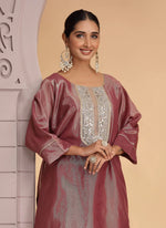 Thumbnail for Chhap Rust Brown Colour Organza Shimmer Hand Work Salwar Suit