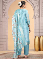 Thumbnail for Chhap Organza Jacquard Woven and Hand Work Salwar Suit In Sky Blue Colour