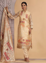 Thumbnail for Chhap Organza Jacquard Woven and Hand Work Salwar Suit In Black Golden Colour