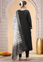 Thumbnail for Chhap Chiffon Printed and Hand Work Salwar Suit In Black Colour