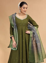 Thumbnail for Chhap Green Colour Chiffon Hand Work Salwar Suit