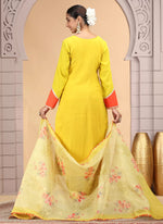 Thumbnail for Chhap Yellow Colour Chiffon Hand Work Salwar Suit