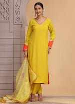 Thumbnail for Chhap Yellow Colour Chiffon Hand Work Salwar Suit