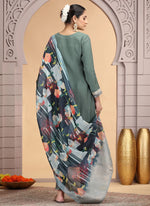 Thumbnail for Chhap Tissue Green Colour Chiffon Hand Work Salwar Suit