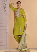Thumbnail for Chhap Mehendi Yellow Colour Chiffon Embroidery Salwar Suit