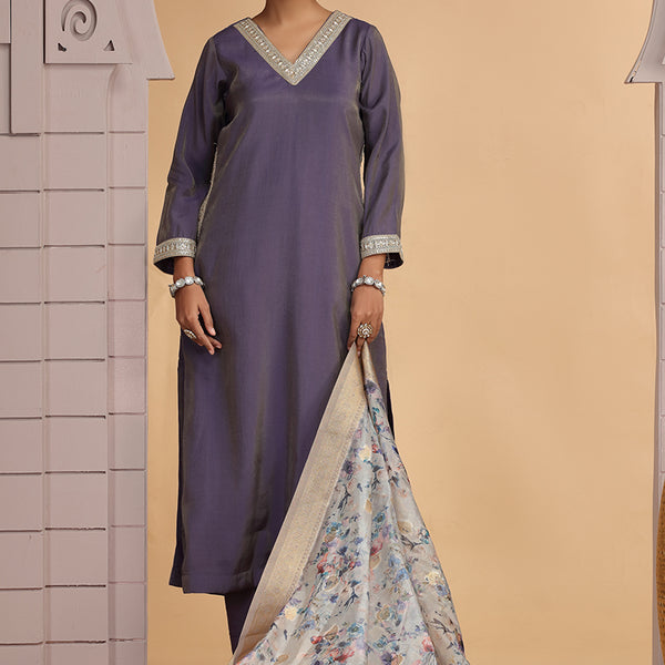 Chhap Purple Colour Chiffon Embroidery Salwar Suit