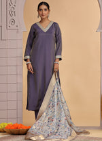 Thumbnail for Chhap Purple Colour Chiffon Embroidery Salwar Suit