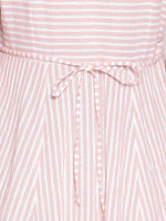Thumbnail for AURELIA Peach-Coloured Striped A-Line Midi Dress