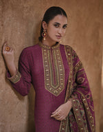 Thumbnail for Anaita Purple Silk Readymade Palazzo Suit with Swarovski Work - Distacart