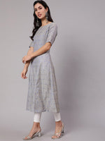 Thumbnail for Aks Ethnic Motif Woven Design Jacquard A-Line Kurta - Distacart