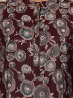 Thumbnail for Ode by House of Pataudi Floral Printed Regular Chanderi Silk Kurta With Trouser - Distacart