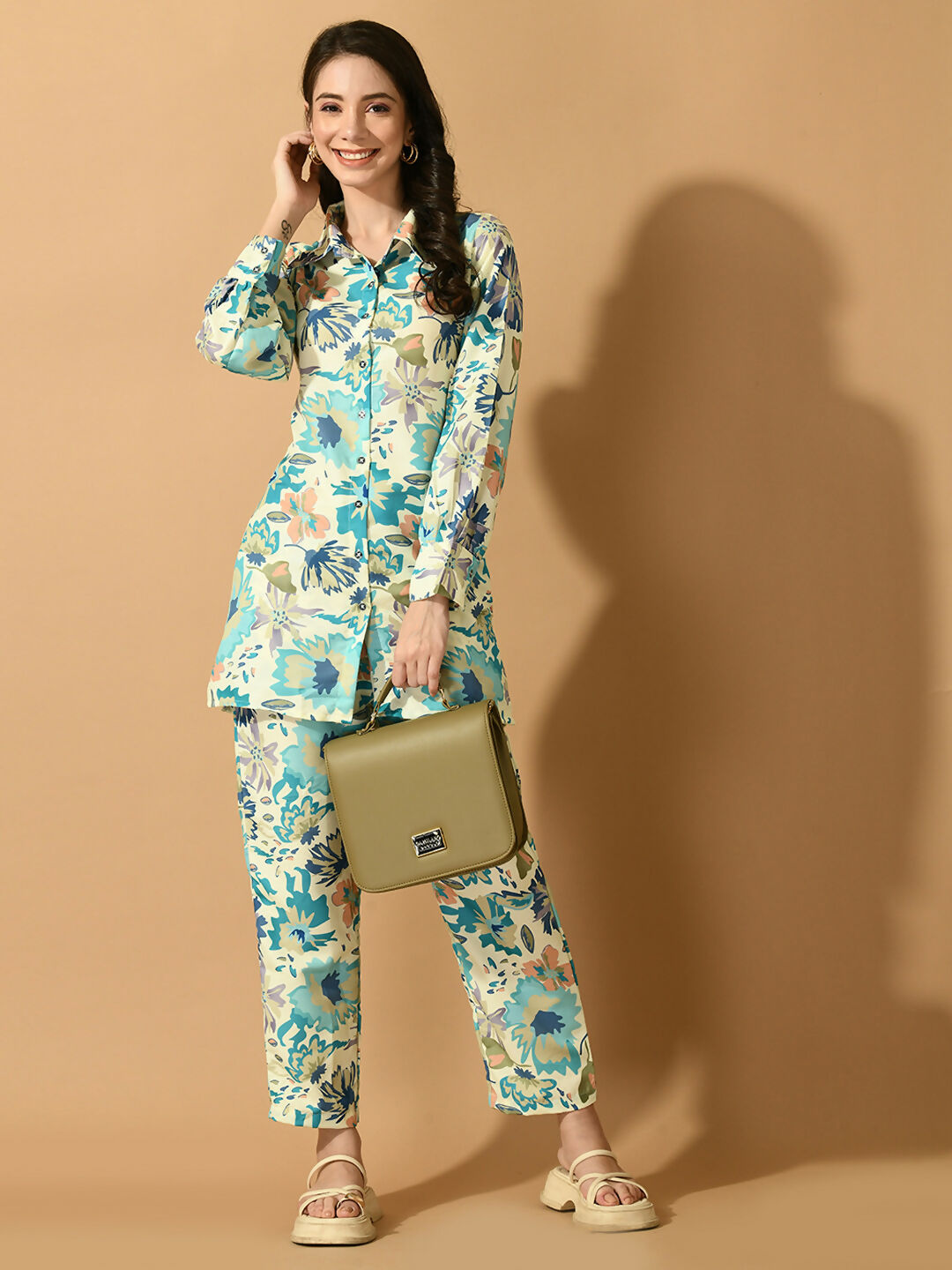 Myshka Women's Multi Printed Shirt With Trousers - Distacart