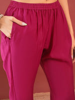 Thumbnail for Anouk Pink Ethnic Motifs Yoke Design Thread Work Straight Kurta With Trousers & Dupatta