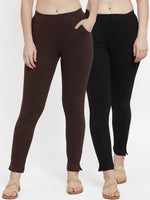 Thumbnail for TAG 7 Women Pack Of 2 Solid Straight-Fit Ankle-Length Leggings - Distacart