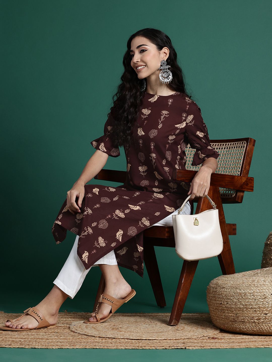 Sangria Women Ethnic Motifs Printed Kurta - Distacart