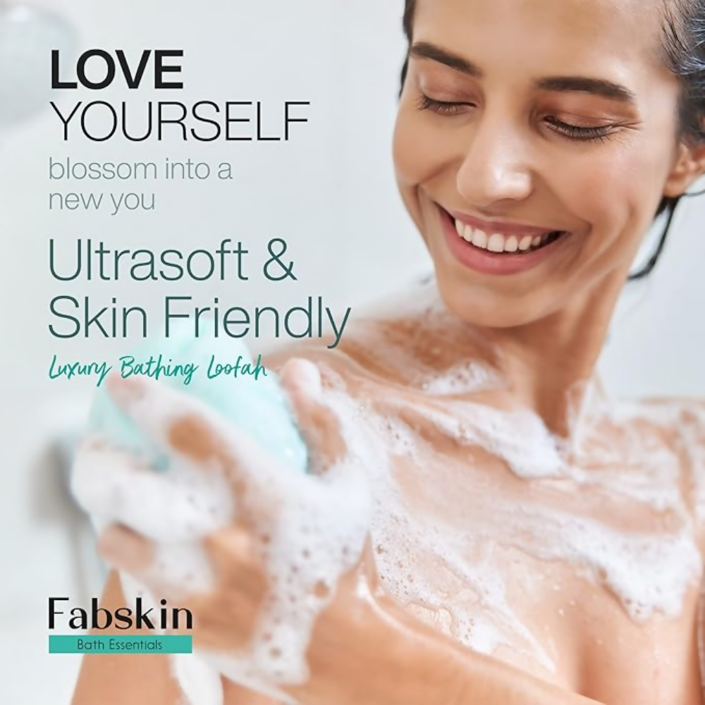 Fabskin Luxury Bathing Round Loofah - Aqua and Pink - 2 Pieces - Dista