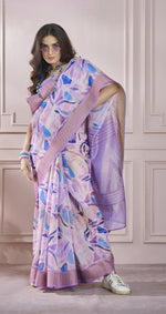 Thumbnail for Anaita Lavender Printed Pure Modal Silk Saree With Blouse - Distacart