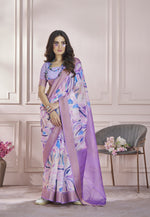Thumbnail for Anaita Lavender Printed Pure Modal Silk Saree With Blouse - Distacart