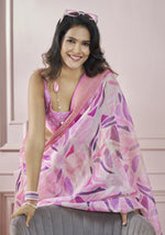Thumbnail for Anaita Pink Printed Pure Modal Silk Saree With Blouse - Distacart