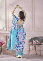 Thumbnail for Anaita Sky Blue Printed Pure Modal Silk Saree With Blouse - Distacart