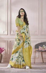 Thumbnail for Anaita Cream Printed Pure Modal Silk Saree With Blouse - Distacart