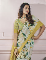 Thumbnail for Anaita Cream Printed Pure Modal Silk Saree With Blouse - Distacart