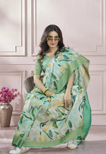 Thumbnail for Anaita Light Green Printed Pure Modal Silk Saree With Blouse - Distacart