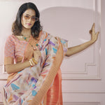 Thumbnail for Anaita Peach Printed Pure Modal Silk Saree With Blouse - Distacart