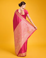 Thumbnail for Monjolika Fashion Hot Pink Color Banarasi Satin Rich Brocade Embellishments Zari Woven Work Silk Saree - Distacart