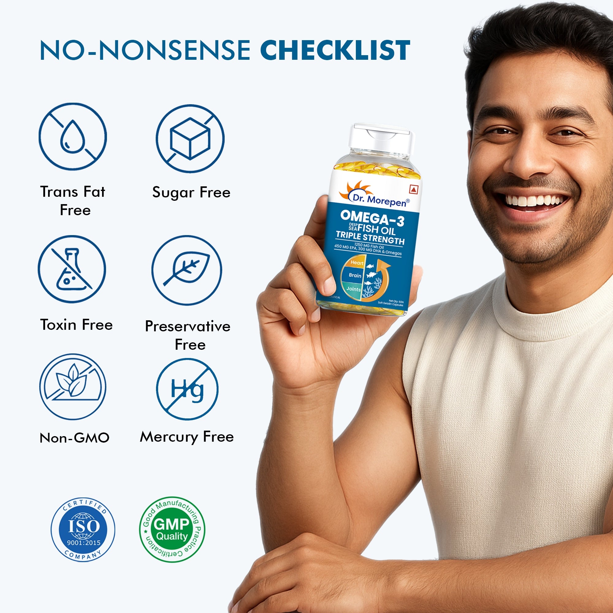 Dr. Morepen Omega-3 Deep Sea Fish Oil Triple Strength Softgels - Distacart