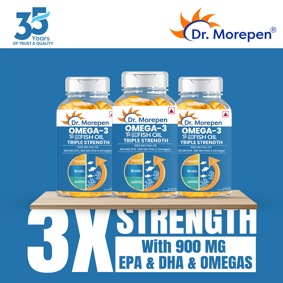 Dr. Morepen Omega-3 Deep Sea Fish Oil Triple Strength Softgels - Distacart