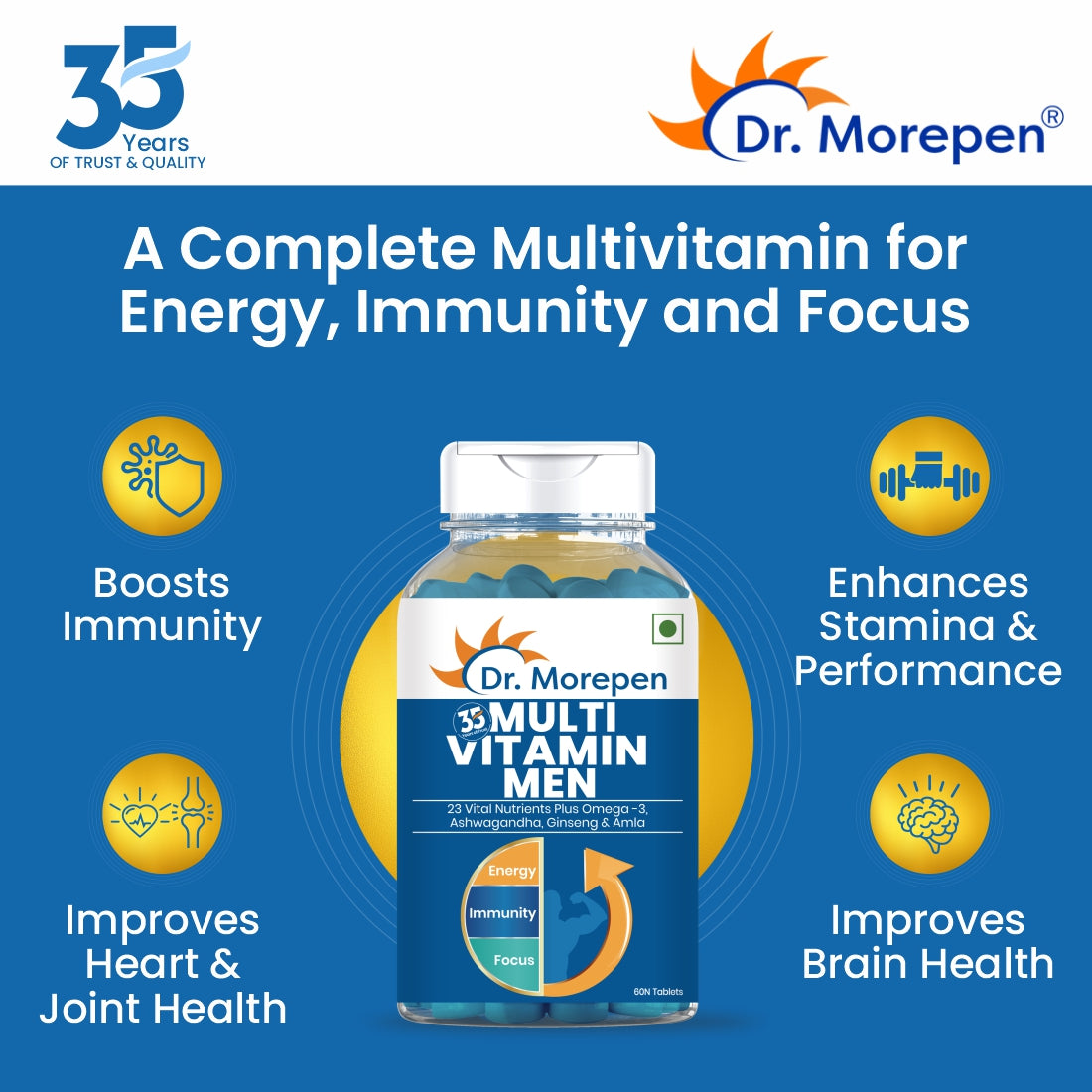 Dr. Morepen Multivitamins For Men With Omega 3 & Herbs - Distacart