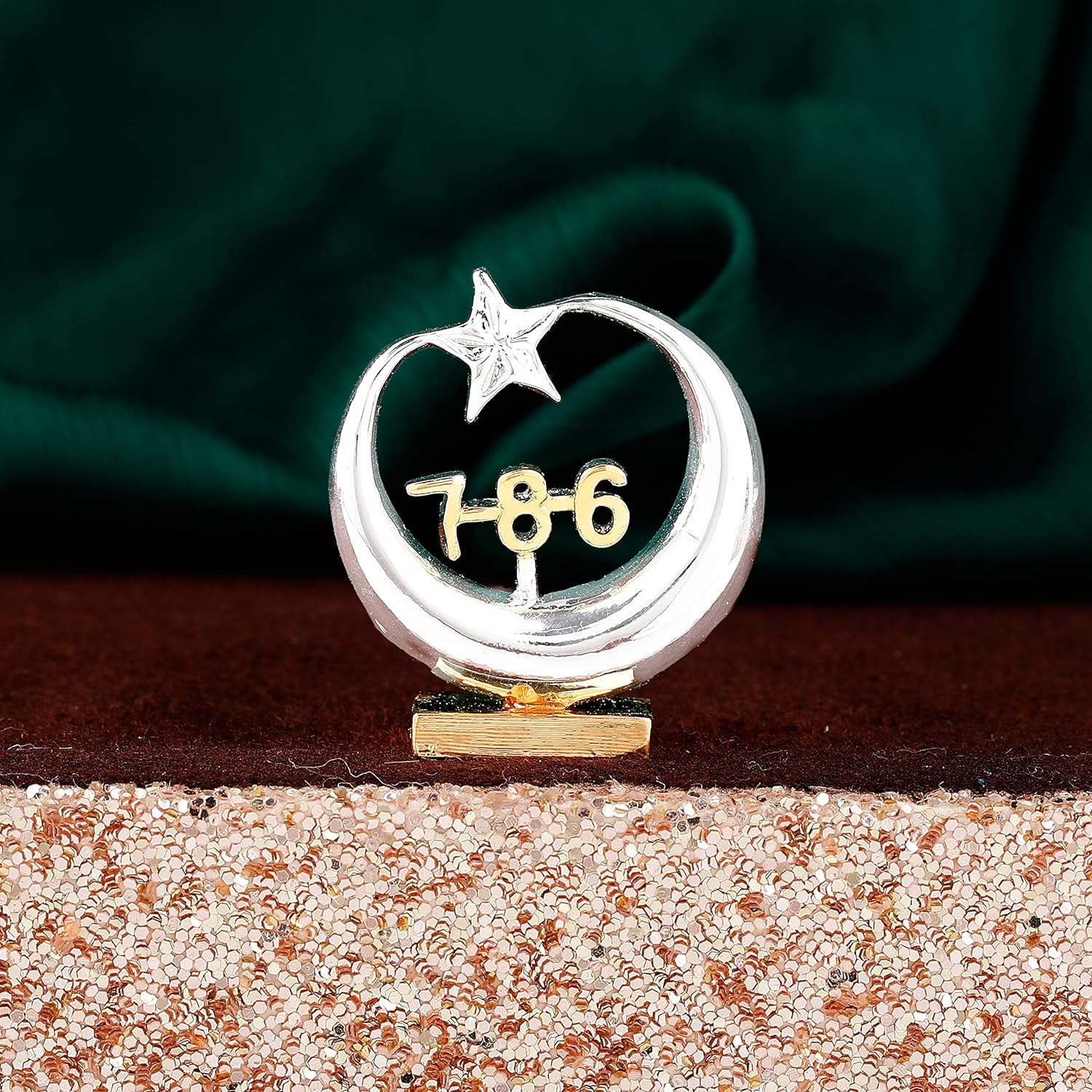 Estele Gold-Polished Spiritual 786 Chand Taara Idol for Home Decorative/ Car Dashboard - Distacart