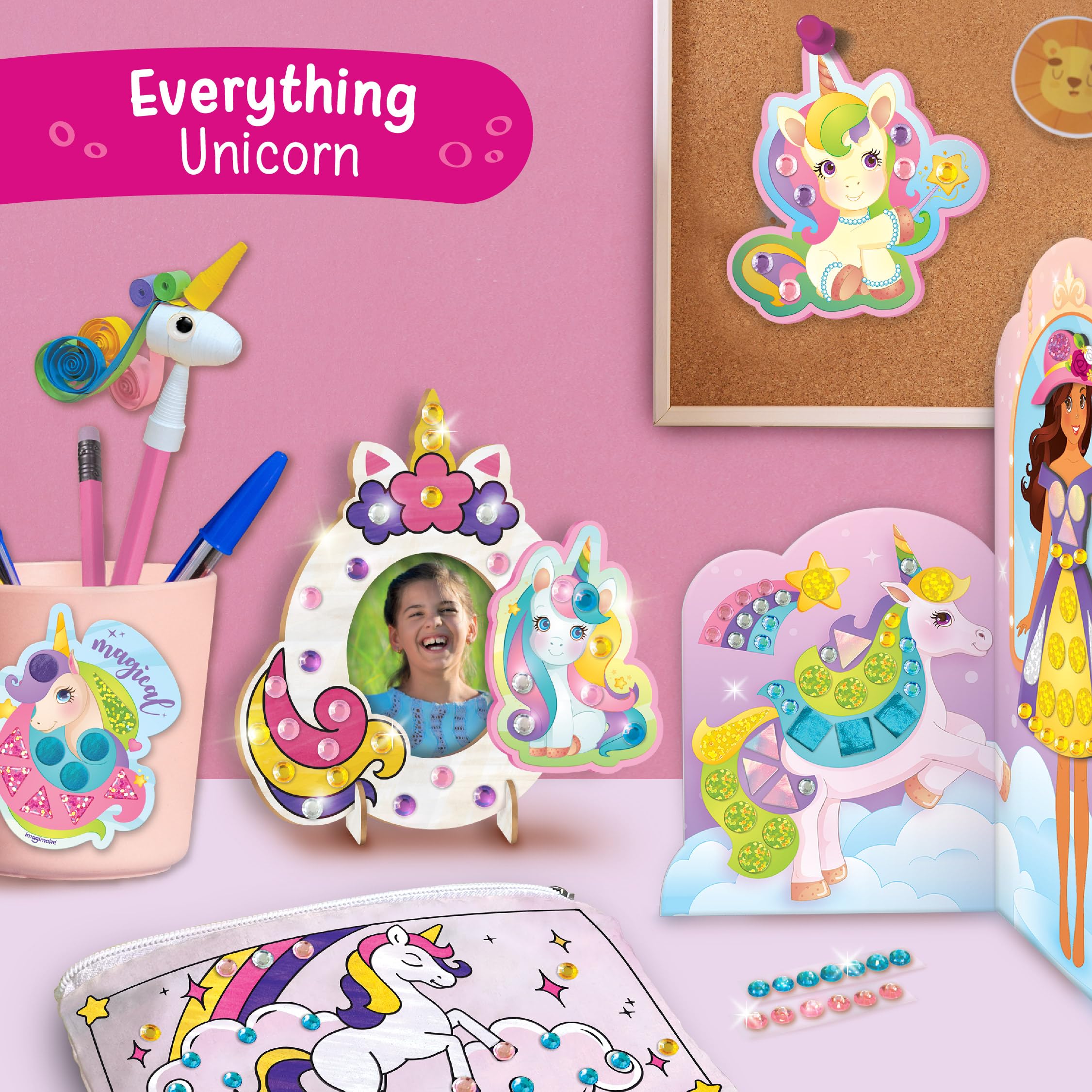 Imagimake Unicorn Craft Kit | 20+ Mess Free Activities | Bracelet Making Kit, Magnetic Board Princess Dress Up, Unicorn Stickers and More | 5,6,7,8 Year Old Girl Birthday Gift | Crafts for Girls 8-12