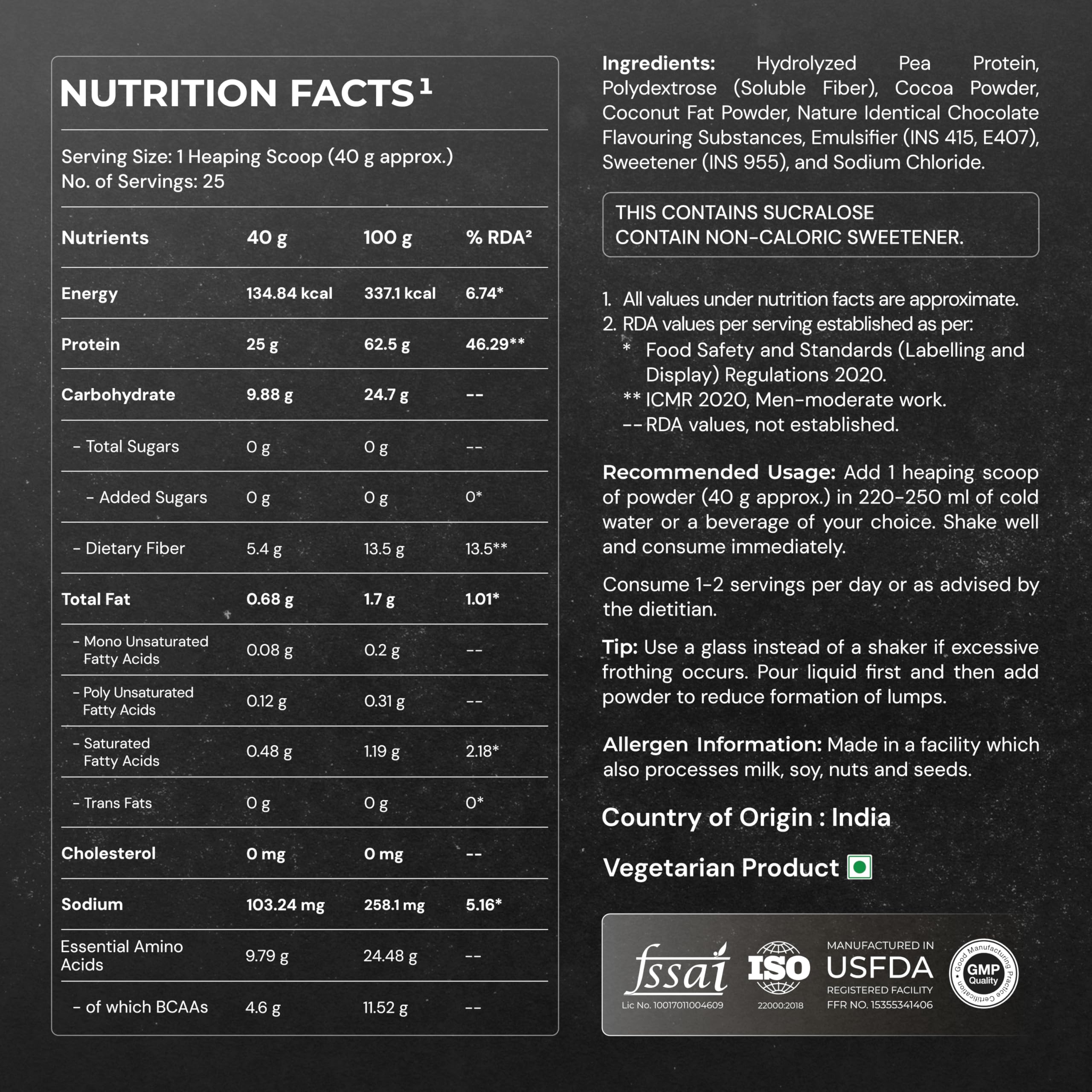 NUTRABAY Gold 100% Pea Protein Powder - , Rich Chocolate Crème | 25g Protein, 4.6g BCAA, 5g Fiber | Complete Amino Profile | Tastiest & Smoothest Vegan, Plant Protein | Muscle Gain & Fast Recovery