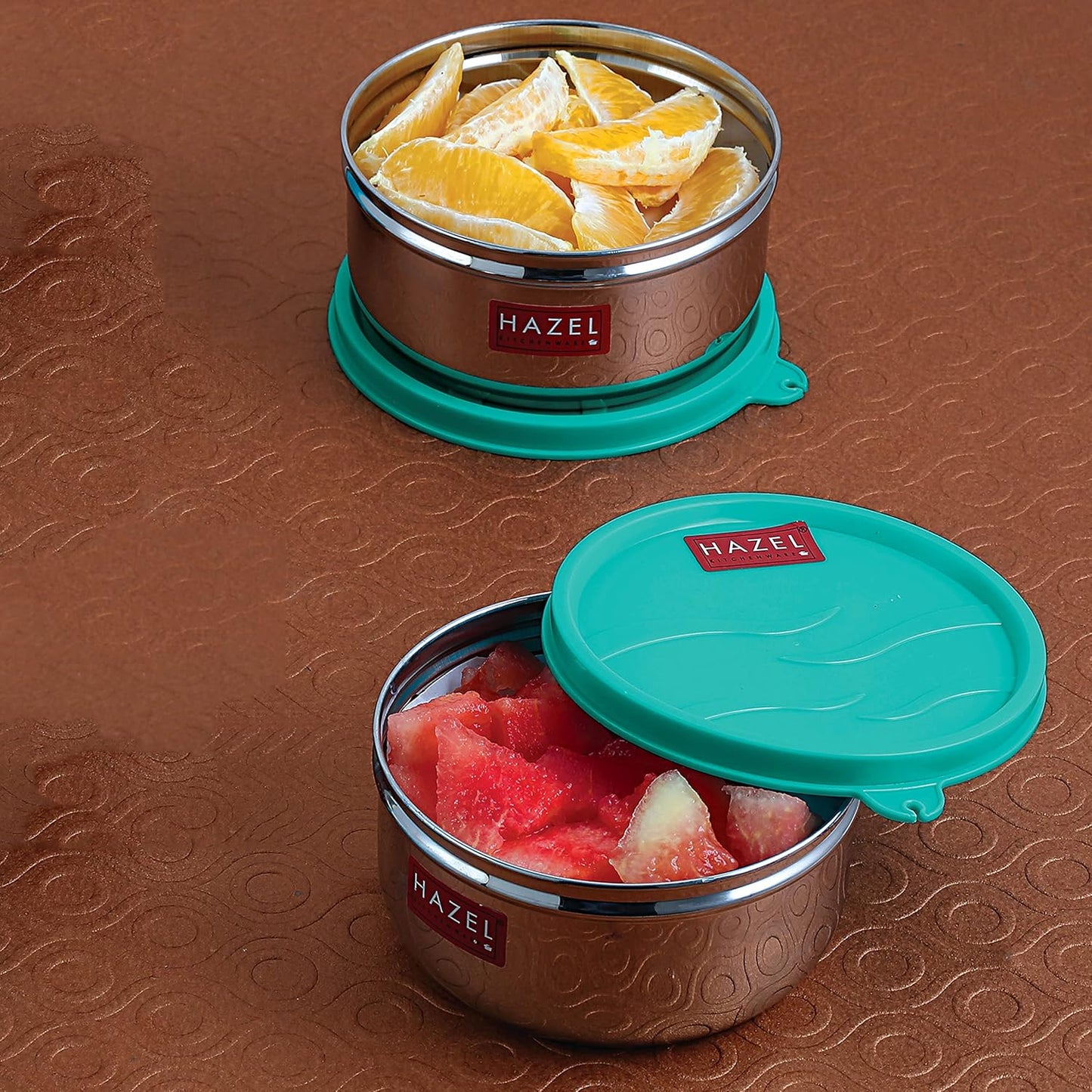 HAZEL Stainless Steel Airtight Storage Containers for Kitchen | Small Lunch Box 450ml Each Set of 2 - Dista
