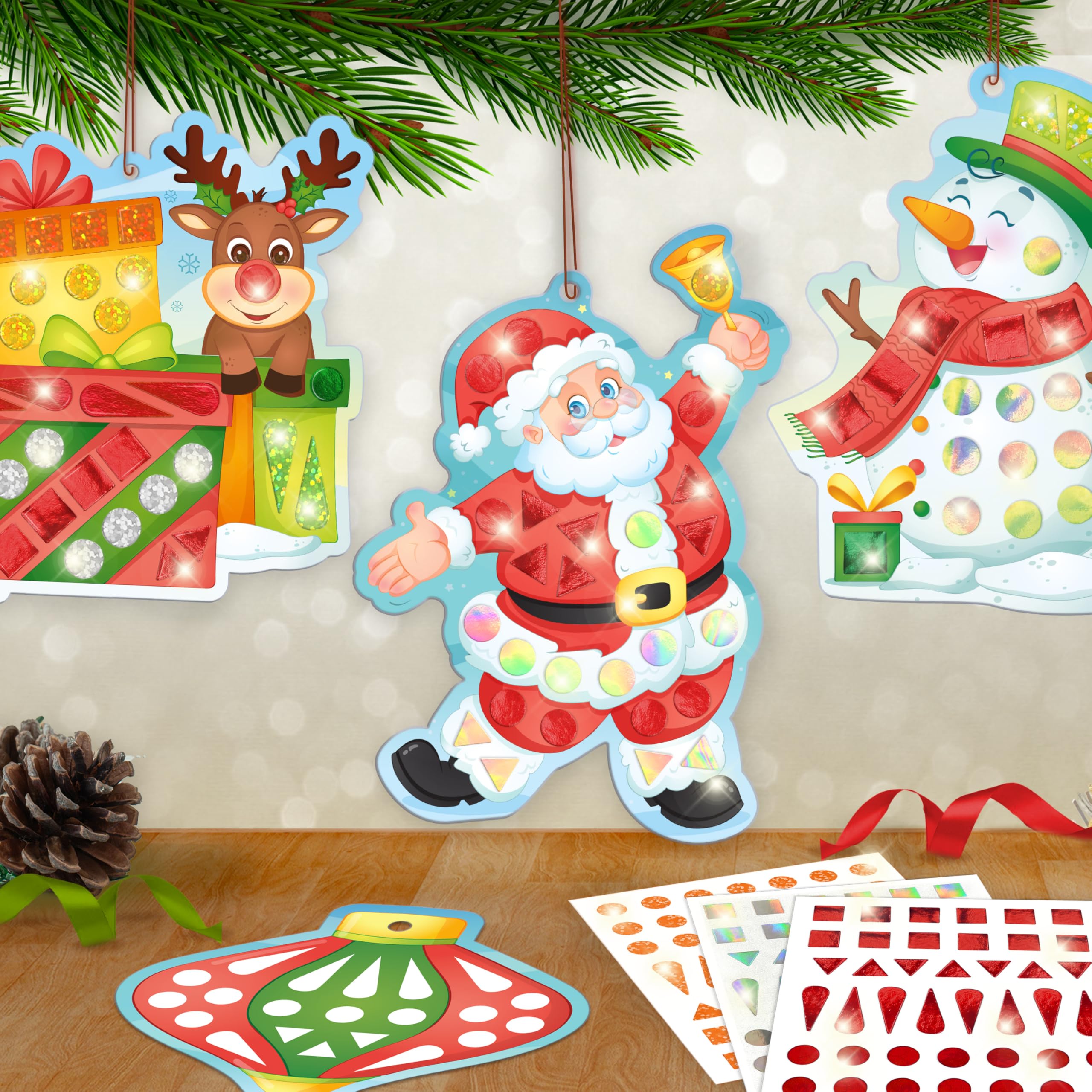 Imagimake Mirror Mosaic Christmas Kids Art Set | DIY Craft Kit | Foil Stickers for Kids | Birthday Gift for Girls and Boys Ages 3,4,5,6,7,8 | Christmas Toys for Girls Age 4,5,6,7,8