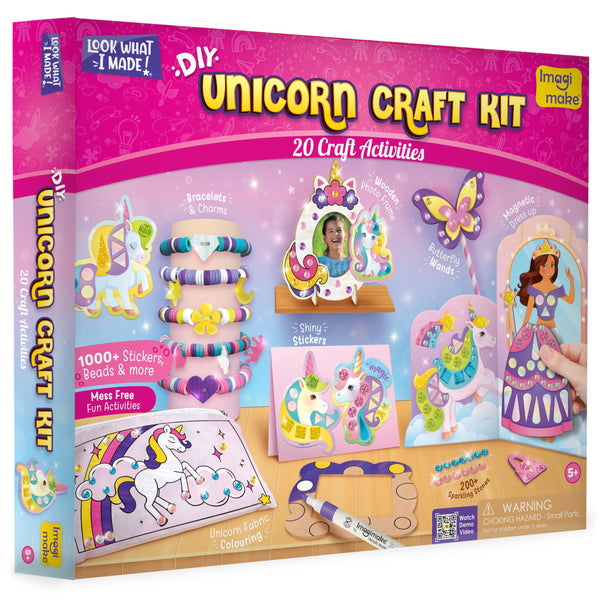 Imagimake Unicorn Craft Kit | 20+ Mess Free Activities | Bracelet Making Kit, Magnetic Board Princess Dress Up, Unicorn Stickers and More | 5,6,7,8 Year Old Girl Birthday Gift | Crafts for Girls 8-12