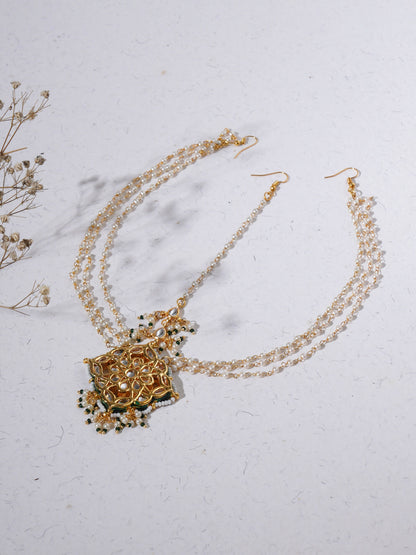 Layered Pearl Matha Patti (Gold) - Ruby Raang - Distacart