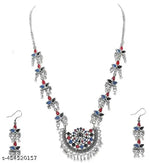 Thumbnail for Tehzeeb Creations Women's Multi Colour Meenakari Oxidised Necklace Set - Distacart
