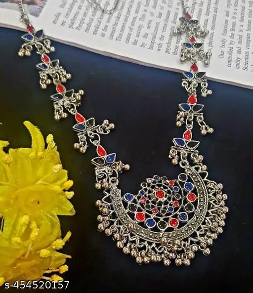 Tehzeeb Creations Women's Multi Colour Meenakari Oxidised Necklace Set - Distacart