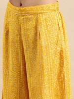 Thumbnail for Anouk Women Yellow Bandhani Printed Pure Cotton Kurta with Palazzos - Distacart