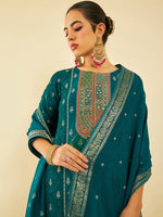 Thumbnail for Soch Floral Printed Round Neck Three-Quarter Sleeves Kurta with Trousers & With Dupatta - Distacart