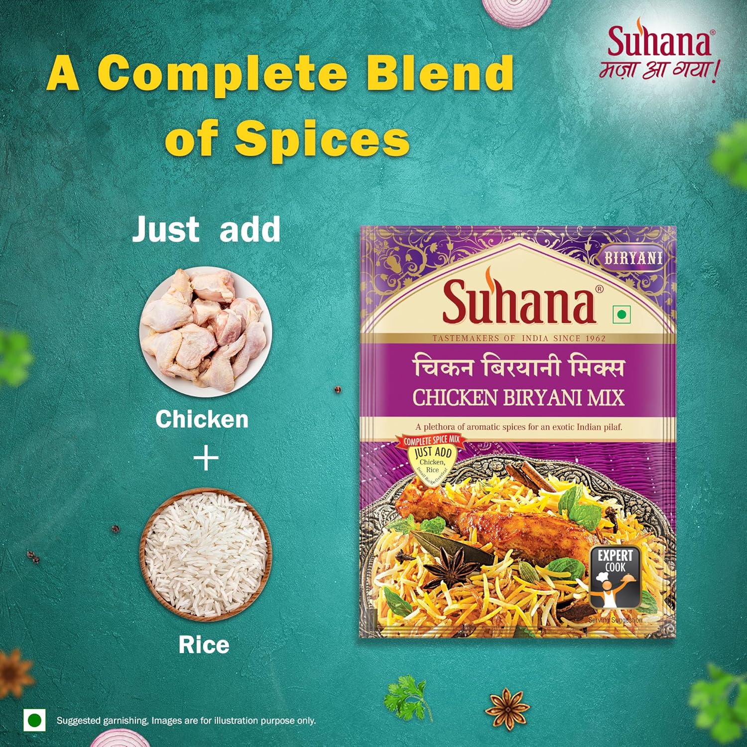 Suhana Chicken Biryani 50g Pouch | Easy to Cook | Spice Mix - Pack of 7