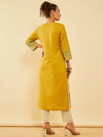 Thumbnail for Soch Floral Embroidered Regular Thread Work Kurta with Trousers - Distacart