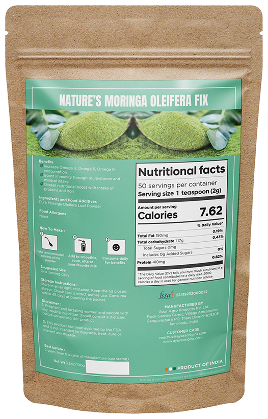 Ayura Origins Nature's Moringa Oleifera Fix Powder - Distacart