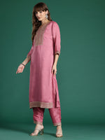 Thumbnail for Indo Era Floral Embroidered Sequinned Kurta with Trousers & With Dupatta