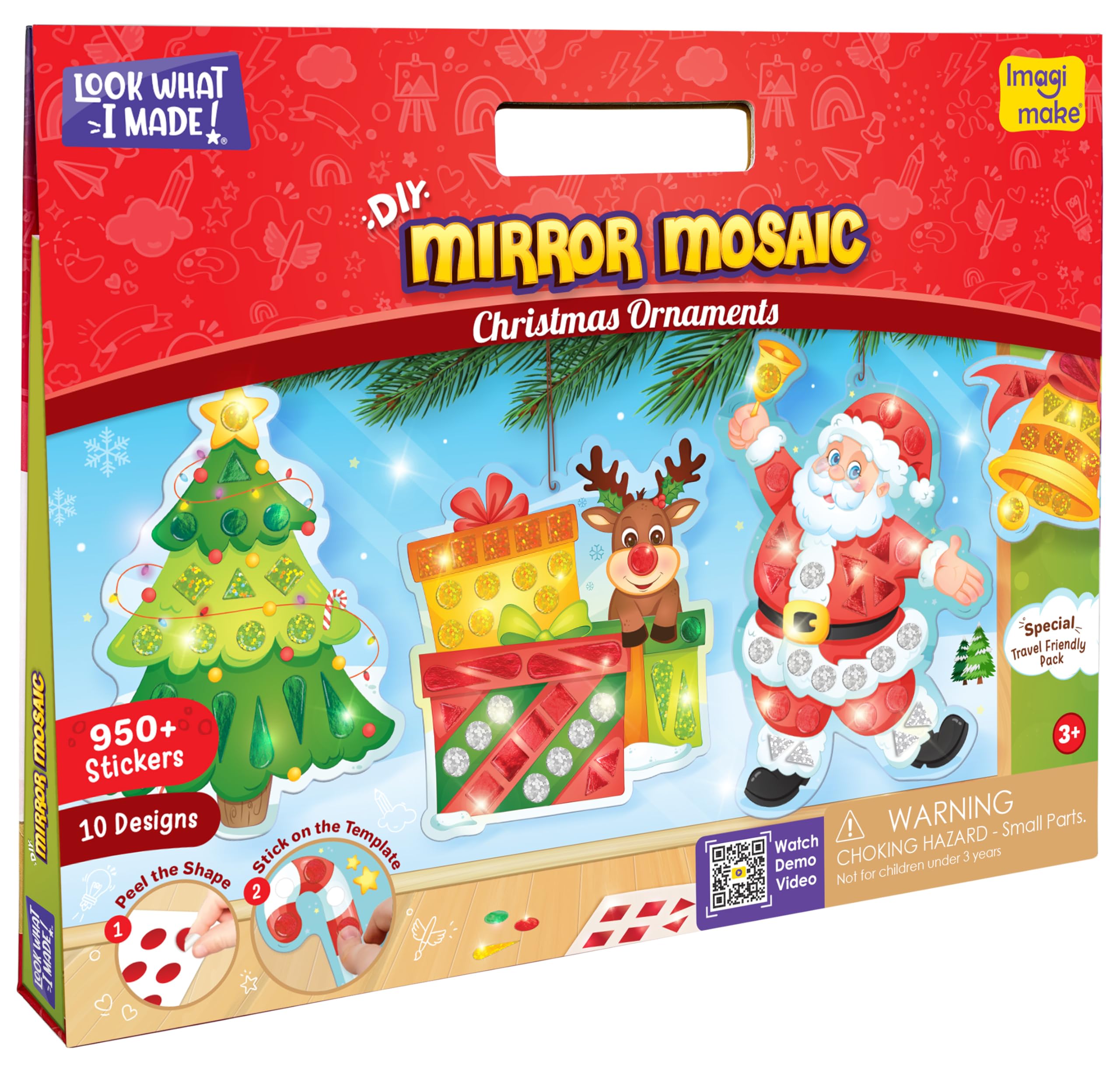 Imagimake Mirror Mosaic Christmas Kids Art Set | DIY Craft Kit | Foil Stickers for Kids | Birthday Gift for Girls and Boys Ages 3,4,5,6,7,8 | Christmas Toys for Girls Age 4,5,6,7,8