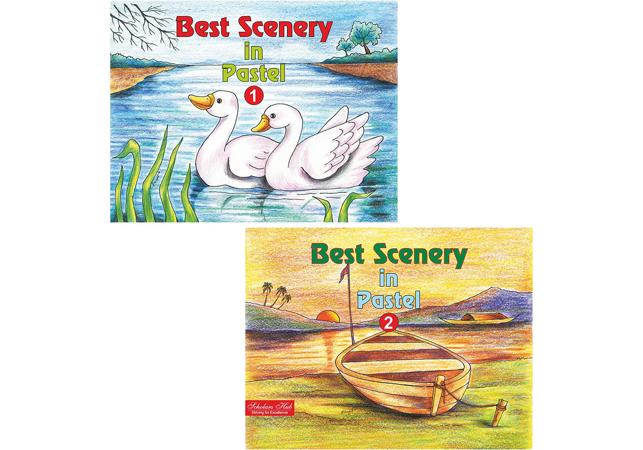 Scholars Hub Best Scenery In Pastel Book -Vol-1, Vol 2 (Set Of 2 Books) | 40 Pages - Dista